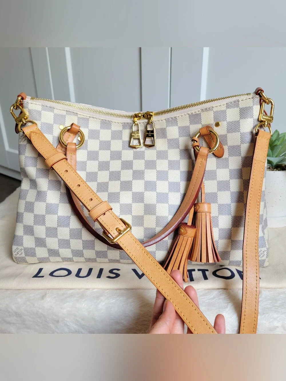 Louis Vuitton Damier Azur Satchel in Beige and Tan